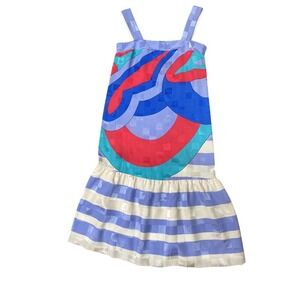 Brijo Pucci- inspired Art Print Drop Waist Mod 60s 70S Silk Dress Retro Size 4